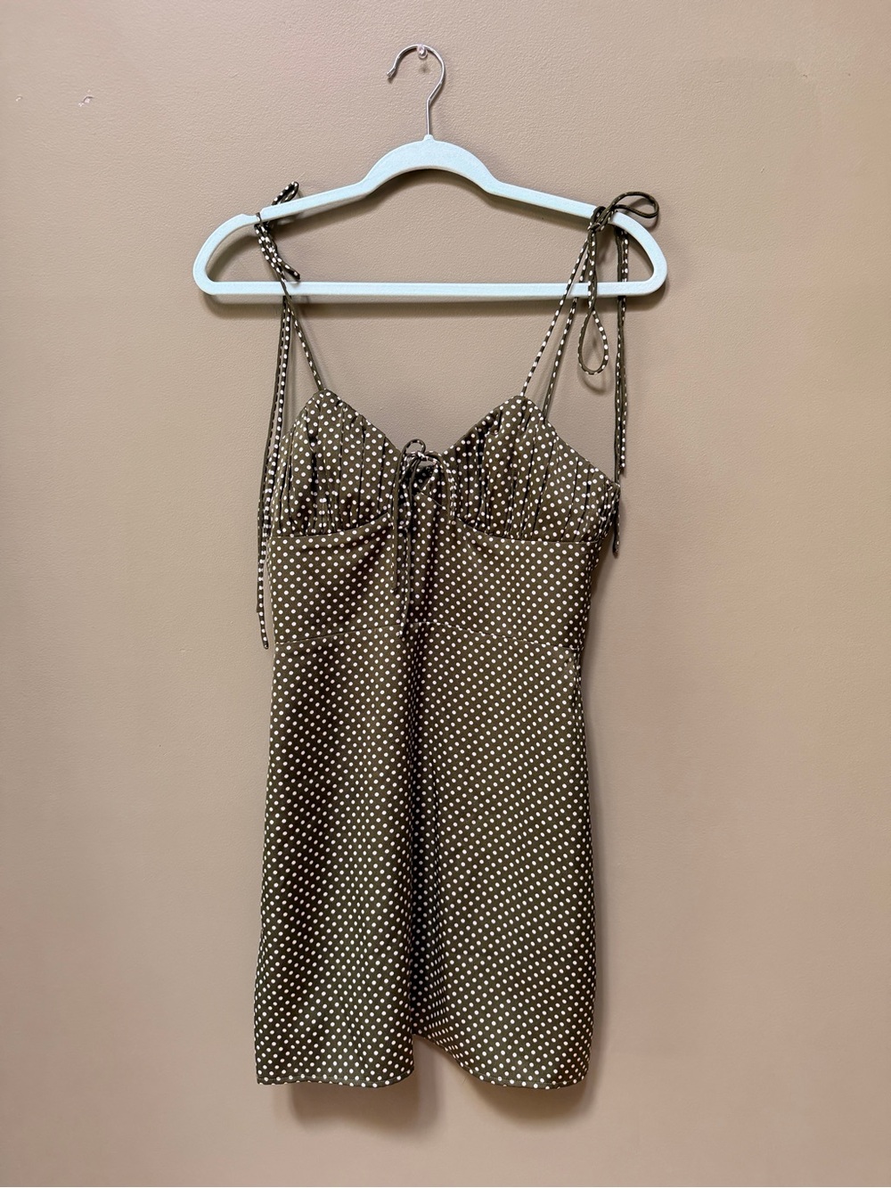 Olive Polka Dot Mini Dress
